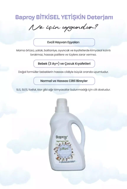Baproy Bitkisel Çamaşır Deterjanı 1 Litre + Bitkisel Çamaşır Yumuşatıcısı Doğal Lavanta Yağlı 1 Litre - Görsel 3