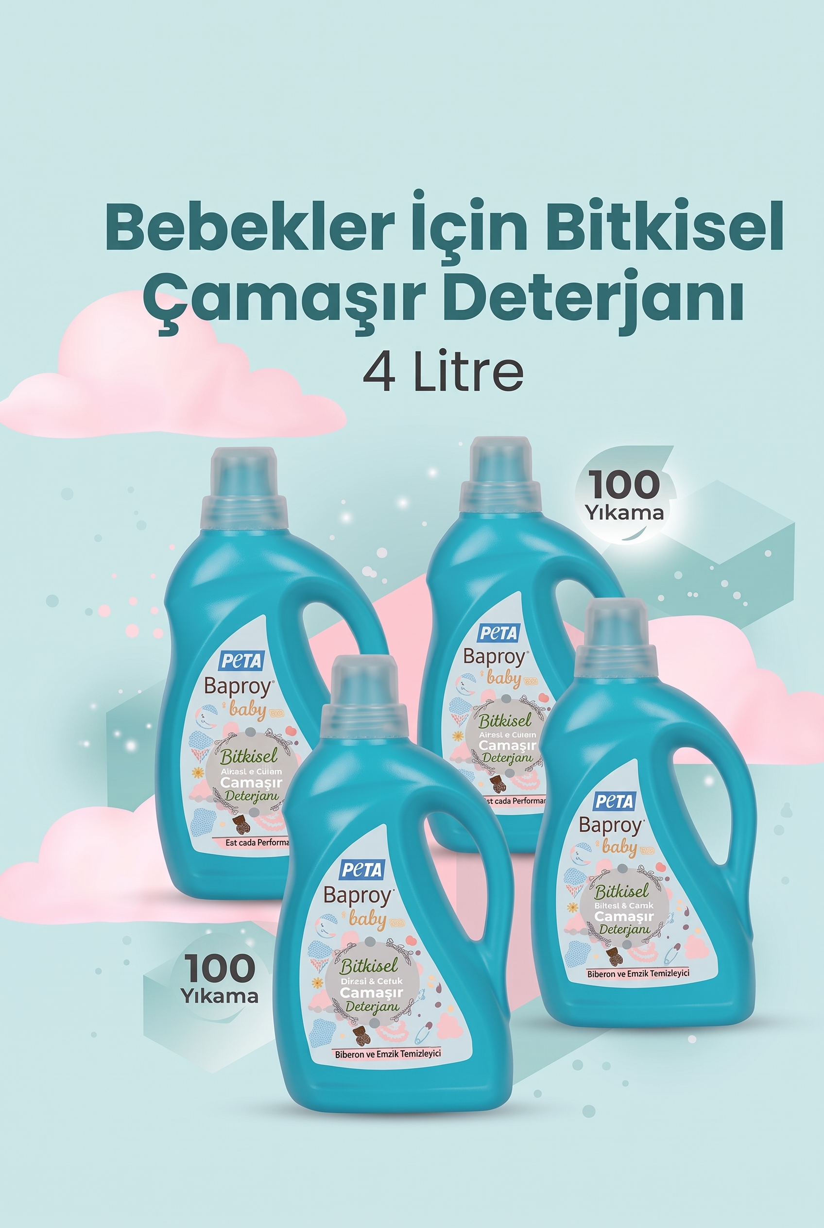 baproy-bebek Baproy Bebekler Için Bitkisel Çamaşır Deterjanı Toplam 4 Litre %30 Güçlendirilmiş Formül - Görsel 1